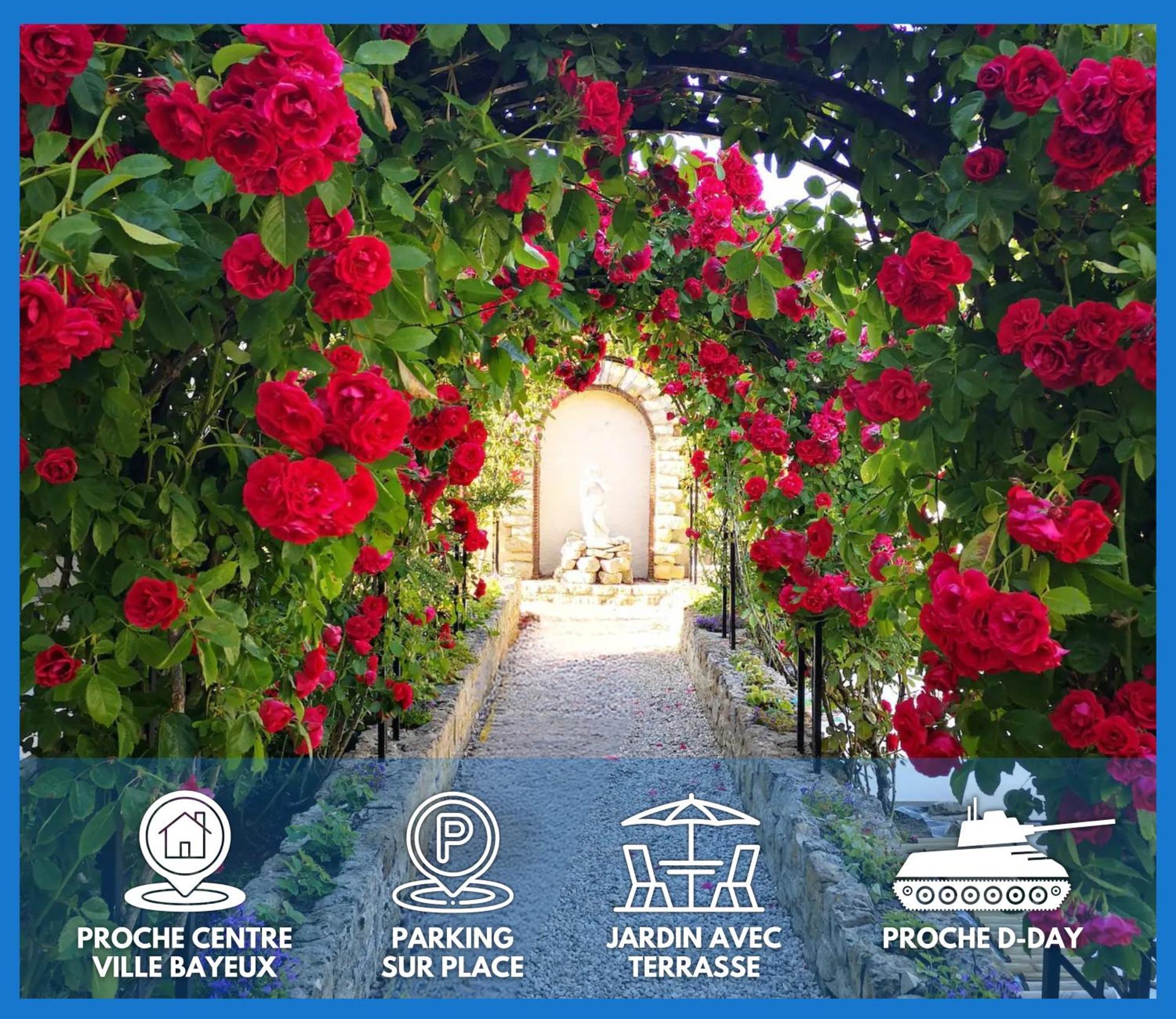 La Roseliere Maison Plain Pied Confortable Belle Decoration Jardin Magnifique 10 Mn A Pied Centre Ville Bayeux Proche Plages Du Debarquement Zewnętrze zdjęcie